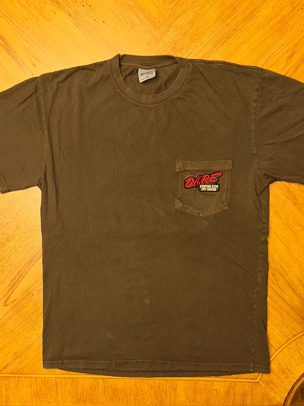 Vintage D.A.R.E Nature Is My Drug of Choice T-Shirt Size Large Brown Pocket Tee